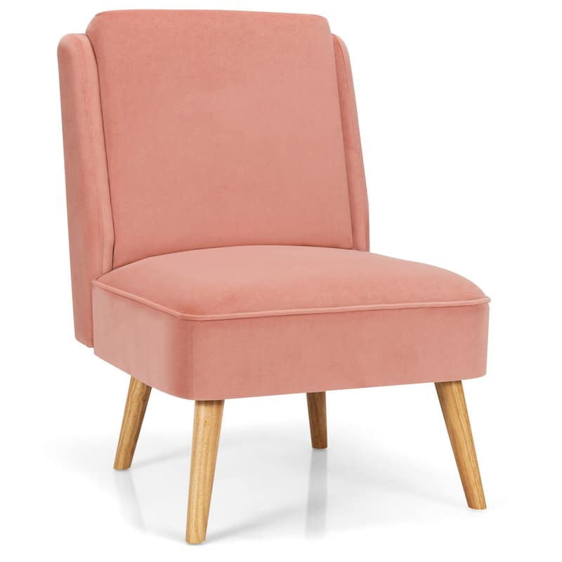 Gymax Velvet Accent Chair Single Sofa Chair Leisure Chair with Wood - 19'' x 23.5'' x 16''