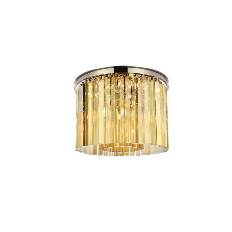Royce Edge 6-Light Polished Nickel Flush Mount - polished nickel (royal cut golden teak crystals)