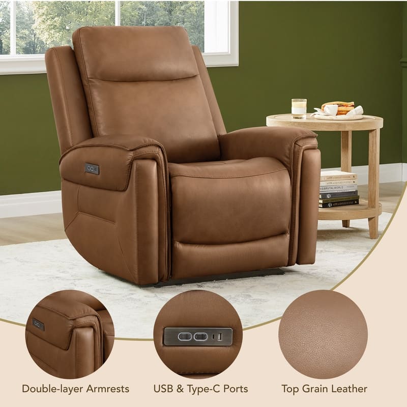 Spruce & Spring Dual Motors Genuine Leather Zero Gravity Recliner with Power Headrest