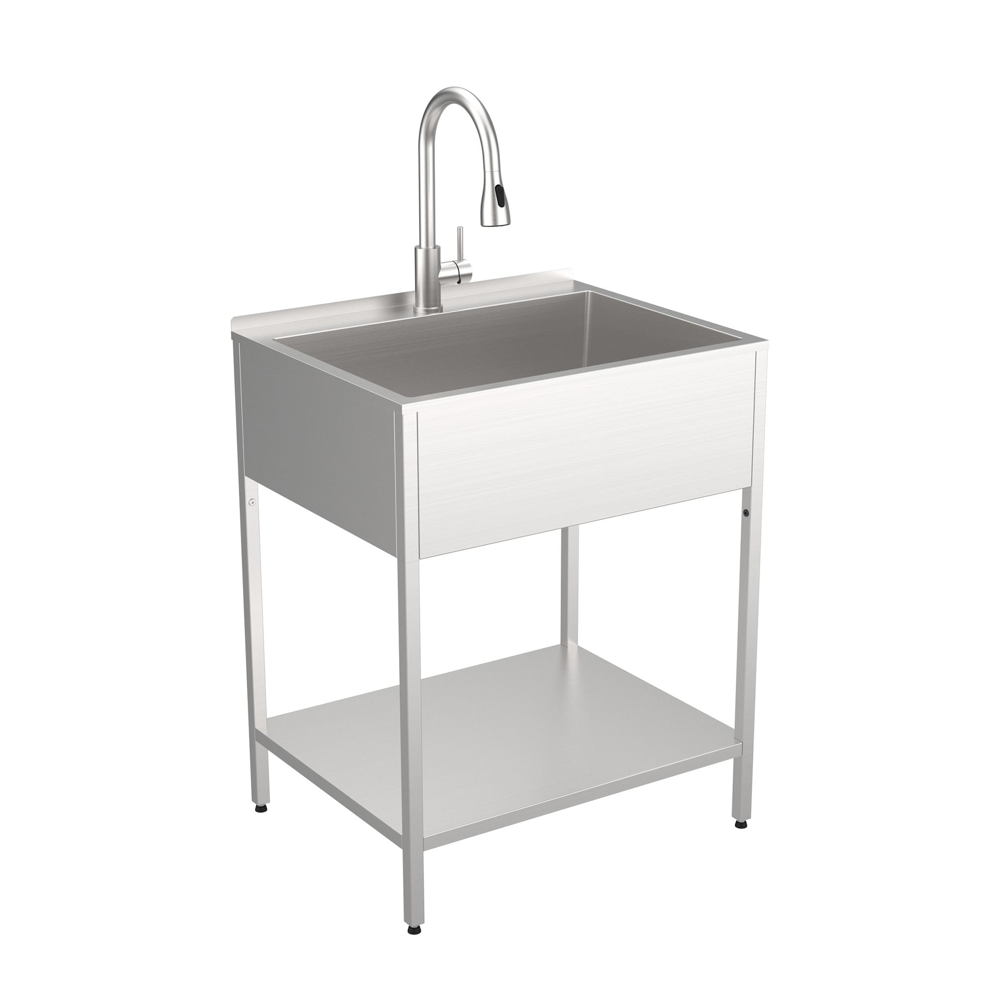 Transolid 28-in W x 22-in D x 35-in H Stainless Steel Laundry Sink and Wash Stand - 28-in x 22-in