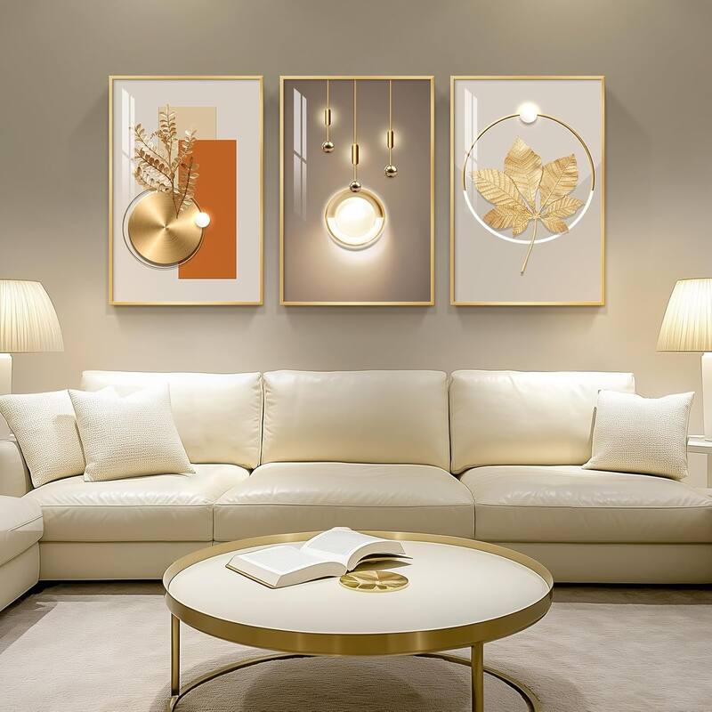 Wall Art,Golden Prints Pictures with Gold Frame