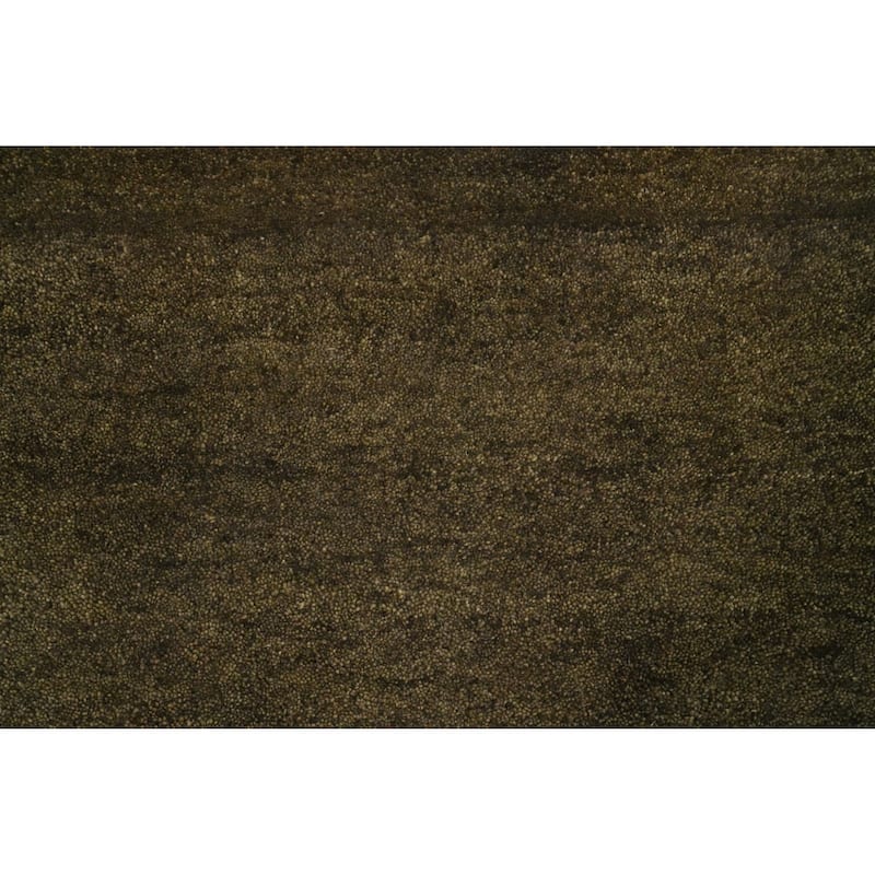 Hand Knotted Oriental 100% Wool Carpet Modern Solid Green Gabbeh Runner Rug - 4' 9'' X 2' 5''