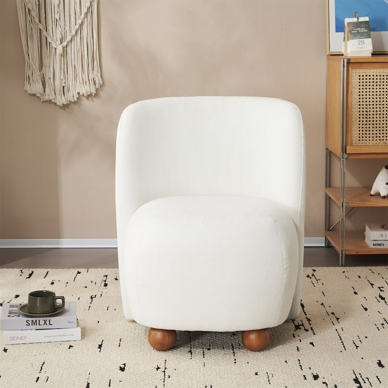 Modern Low Back Accent Chair, Upholstered Armless Living Room Lounge Chairs with Round Pine Wood Feet for Bedroom