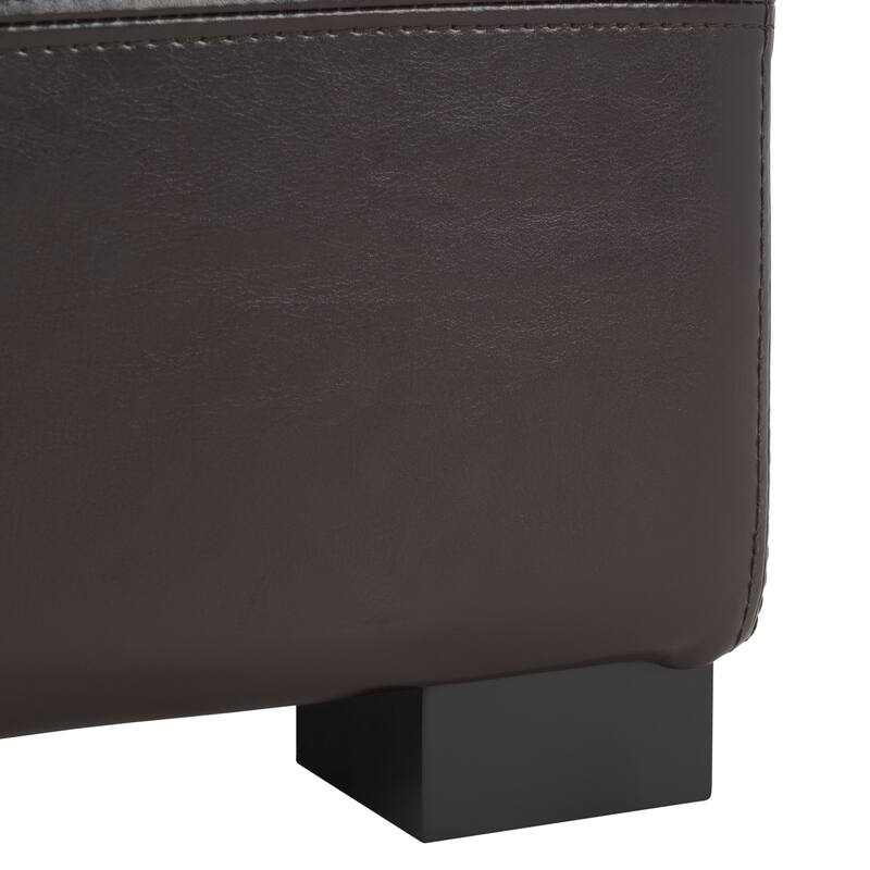 SAFAVIEH Harper Tufted Brown Bicast-Leather Large Storage Bench - 46.9" x 18.3" x 16.7" - 47Wx18Dx17H