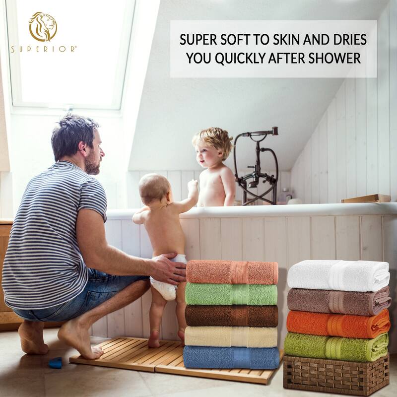 Superior Long Staple Cotton Ultra-Plush Solid 8-Piece Towel Set