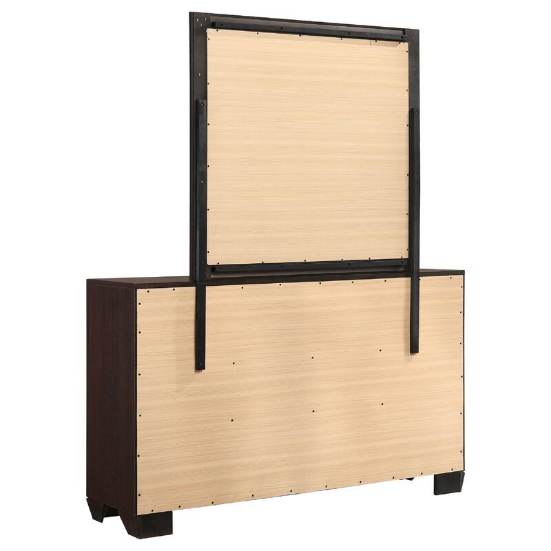 Bello Wide Dresser with Matching Mirror, 6 Drawers, Dark Cocoa Brown