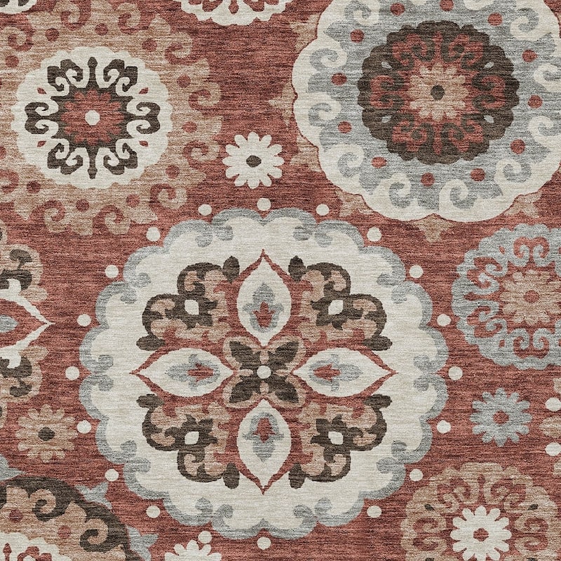 HomeRoots Floral Medallion Transitional Rectangle Outdoor Rug