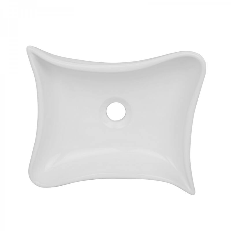 23" Squirly White Ceramic Bathroom Vessel Sink for Vanity Counter
