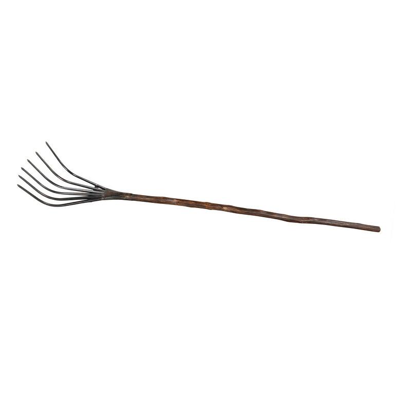 HomeRoots 60" Brown and Black Wood and Metal Decorative Rake Sculpture - 12" W x 60" H