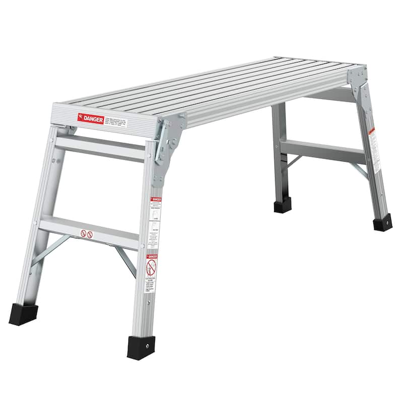 Work Platform Aluminum Portable Bench Folding Ladder ANSI Capacity 225 LBS 40" - Grey