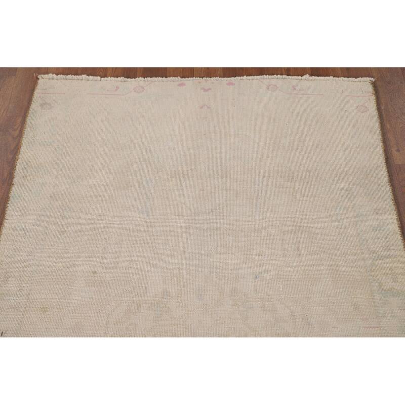Hand Knotted Oriental 100% Wool Carpet Traditional Medallion Beige & Ivories Tabriz Area Rug - 4' 9'' X 3' 0''