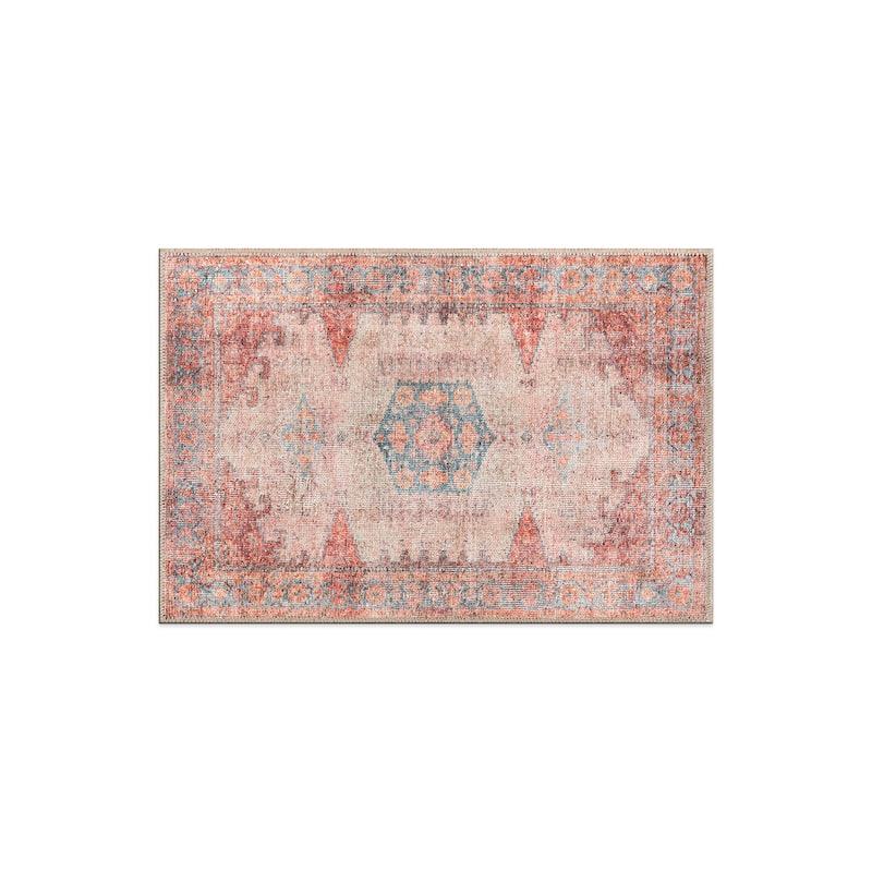 World Rug Gallery Vintage Bohemian Machine Washable Non Slip Area Rug