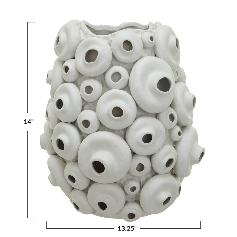 Handmade Textured Stoneware Coral Vase with Sand Finish