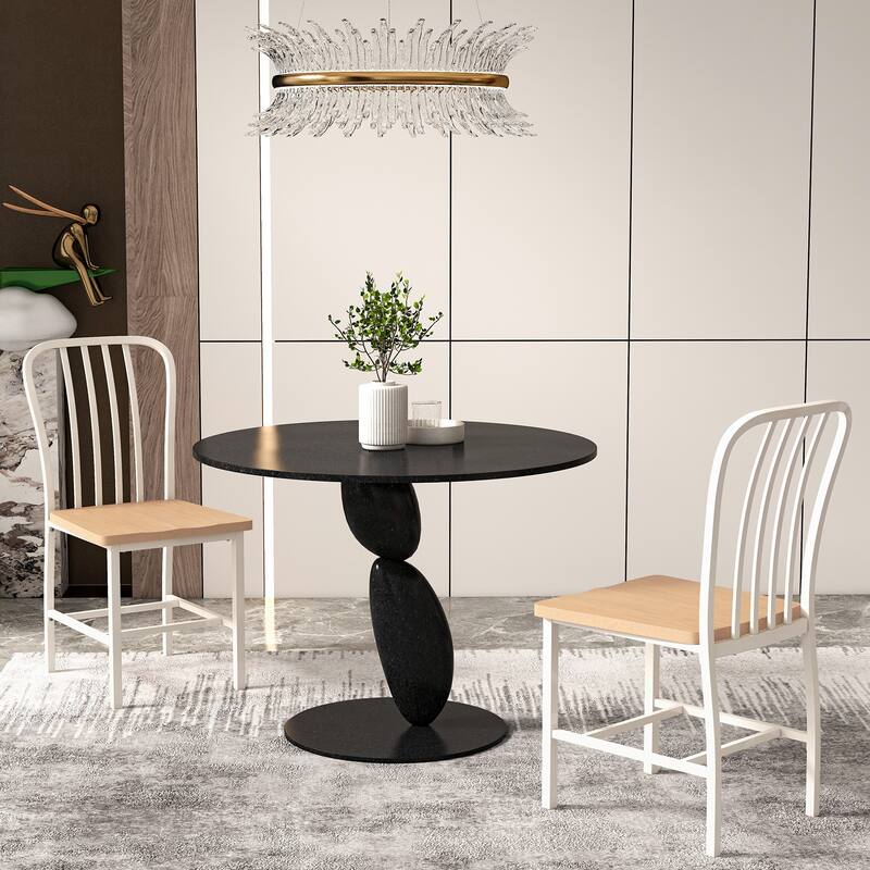 Armless Spindle Back Dining Chair Set of 2 with Ergonomic Seat-Black - 22" x 18" x 37"