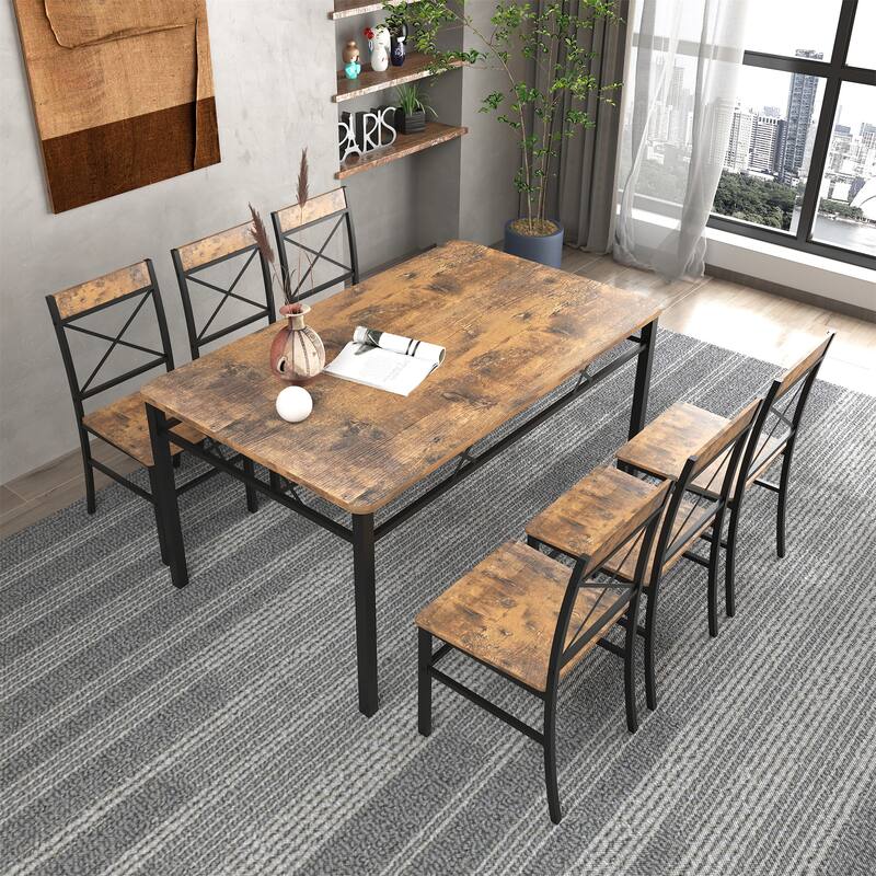 Dining Table Set with 6 Chairs Perfect for Small Space