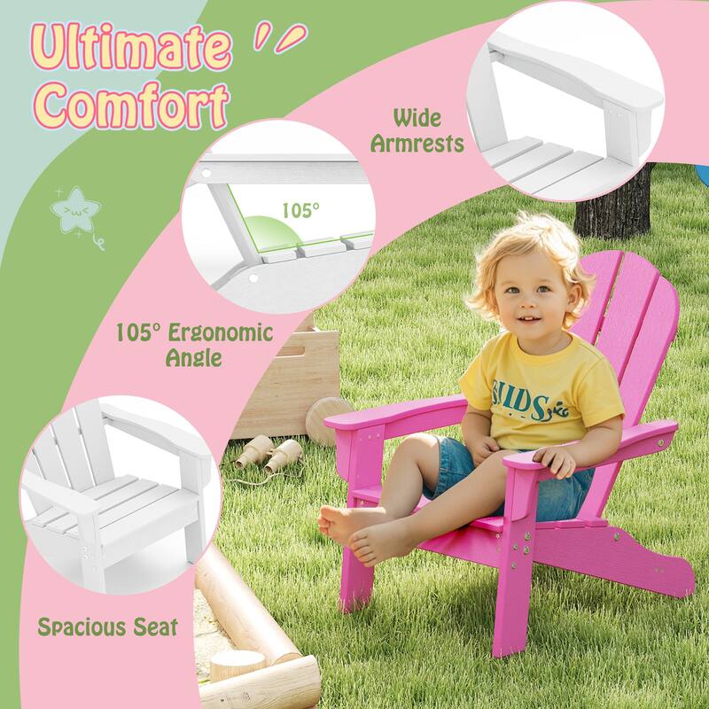 Gymax 2PCS Kid's Adirondack Chair All-Weather HDPE Toddler Lawn Chair