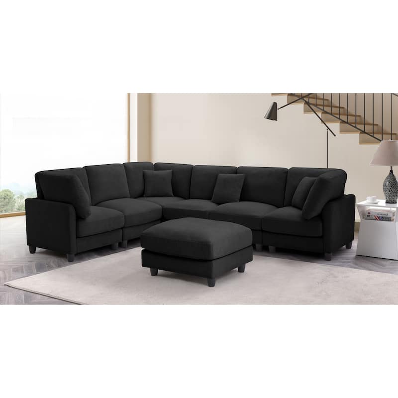 Warenne 7-Piece combination sofa chair, L-Shaped with Cushions