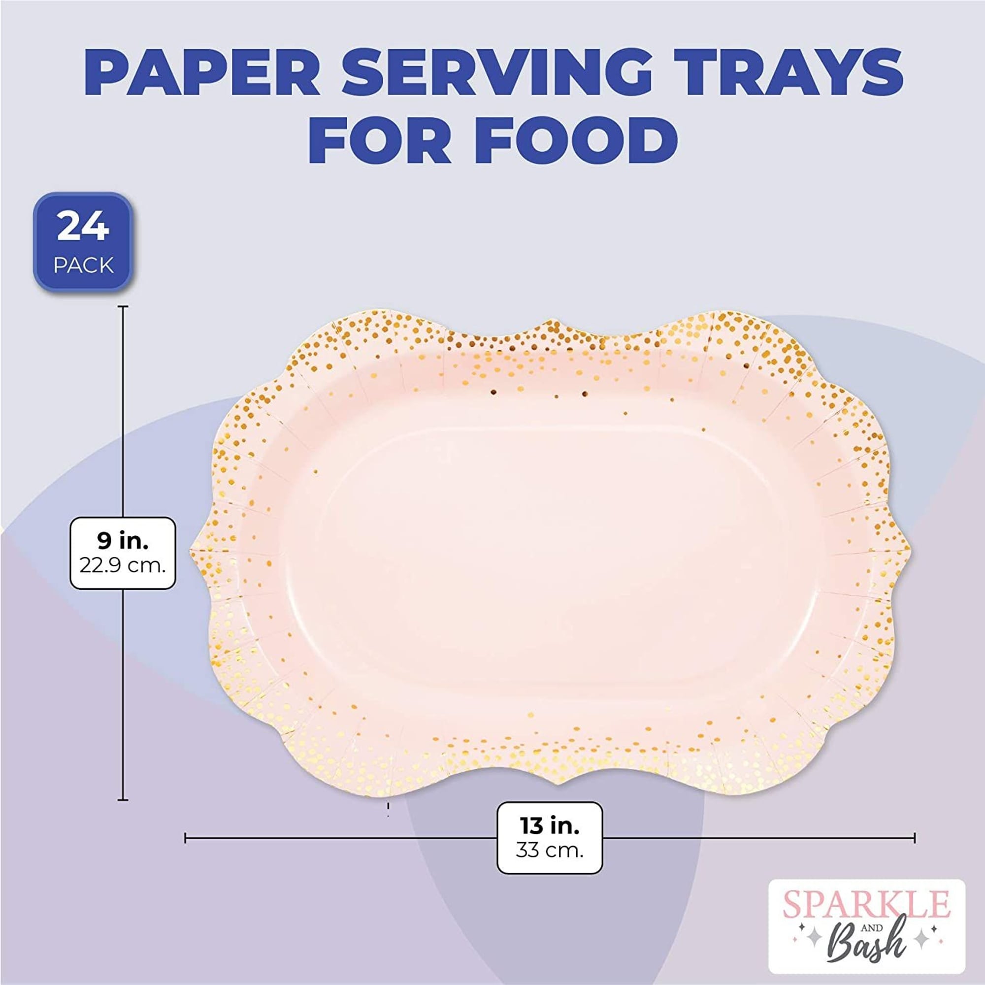 Pink Disposable Serving Trays Gold Foil Polka Dot Party Platters
