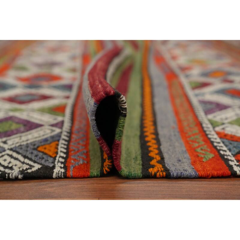 Hand Woven Oriental 100% Wool Carpet Southwestern Tribal Multi-Colored Kilim Area Rug - 8' 3'' X 6' 0''