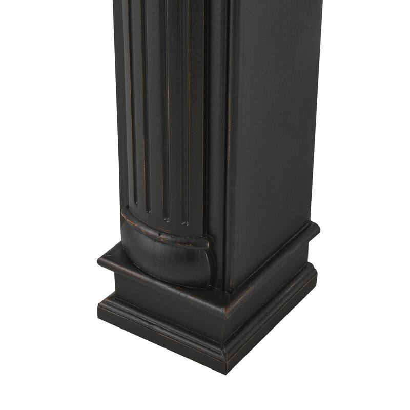 Black Wooden Freestanding Scroll Decorative Fireplace Mantle with Floral Accents - 9"W x 45"L x 43"H
