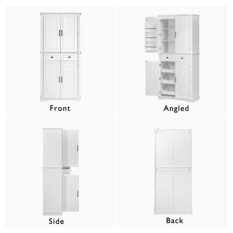 71" Tall Freestanding Kitchen Pantry Cabinet with 3 Pull Out Organizers and 6 Door Shelves
