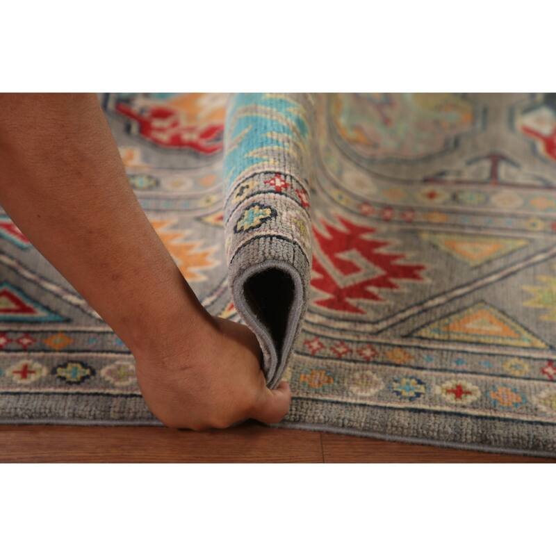 All-Over Kazak Area Rug Hand-Knotted Wool Carpet - 6'9" x 9'8"