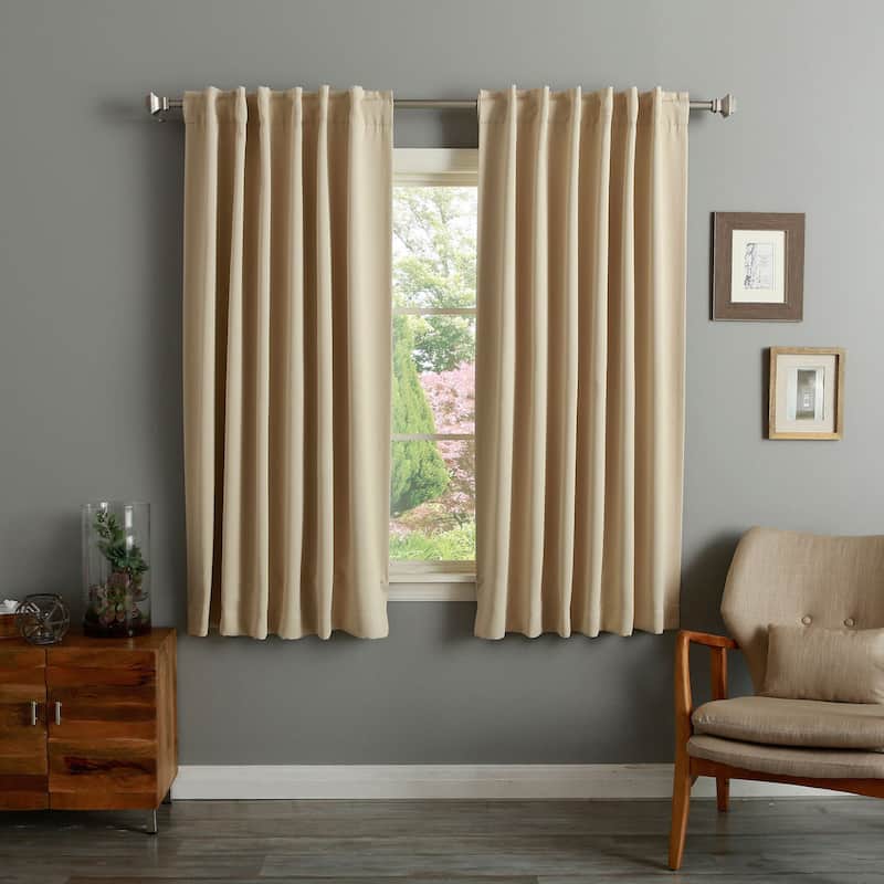 Aurora Home Insulated Thermal 63-inch Blackout Curtain Panel Pair - Beige