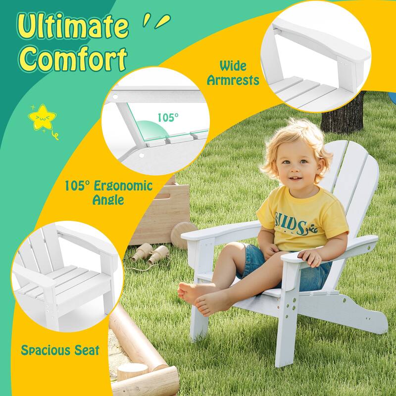 Gymax 2PCS Kid's Adirondack Chair All-Weather HDPE Toddler Lawn Chair
