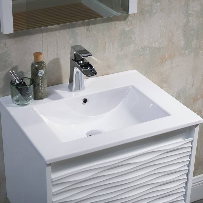 Contemporary White Floating Vanity Set