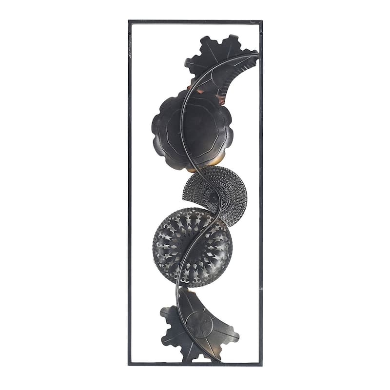 Adeco Metal Wall Decor with Frame Flowers Set of 2 Wall Art Sculptures