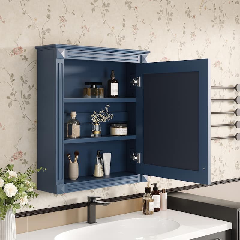 24'' x 27'' Wall Mounted Bathroom Storage Cabinet with Mirror, Medicine Cabinet with Height Adjustable Shelf