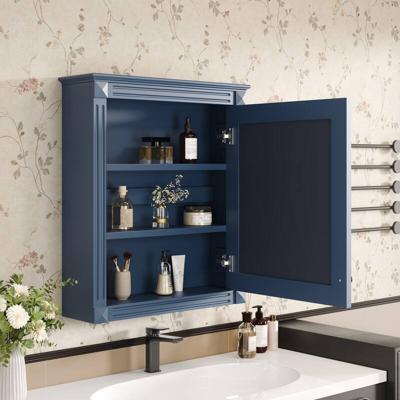 24 in. W x 27 in. H Rectangular Wood Medicine Cabinet with Mirror and Adjustable Shelves