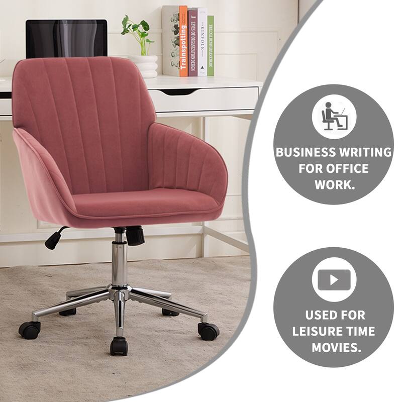 Adjustable Velvet Office Chair Ergonomic Swivel Chair with Backrest