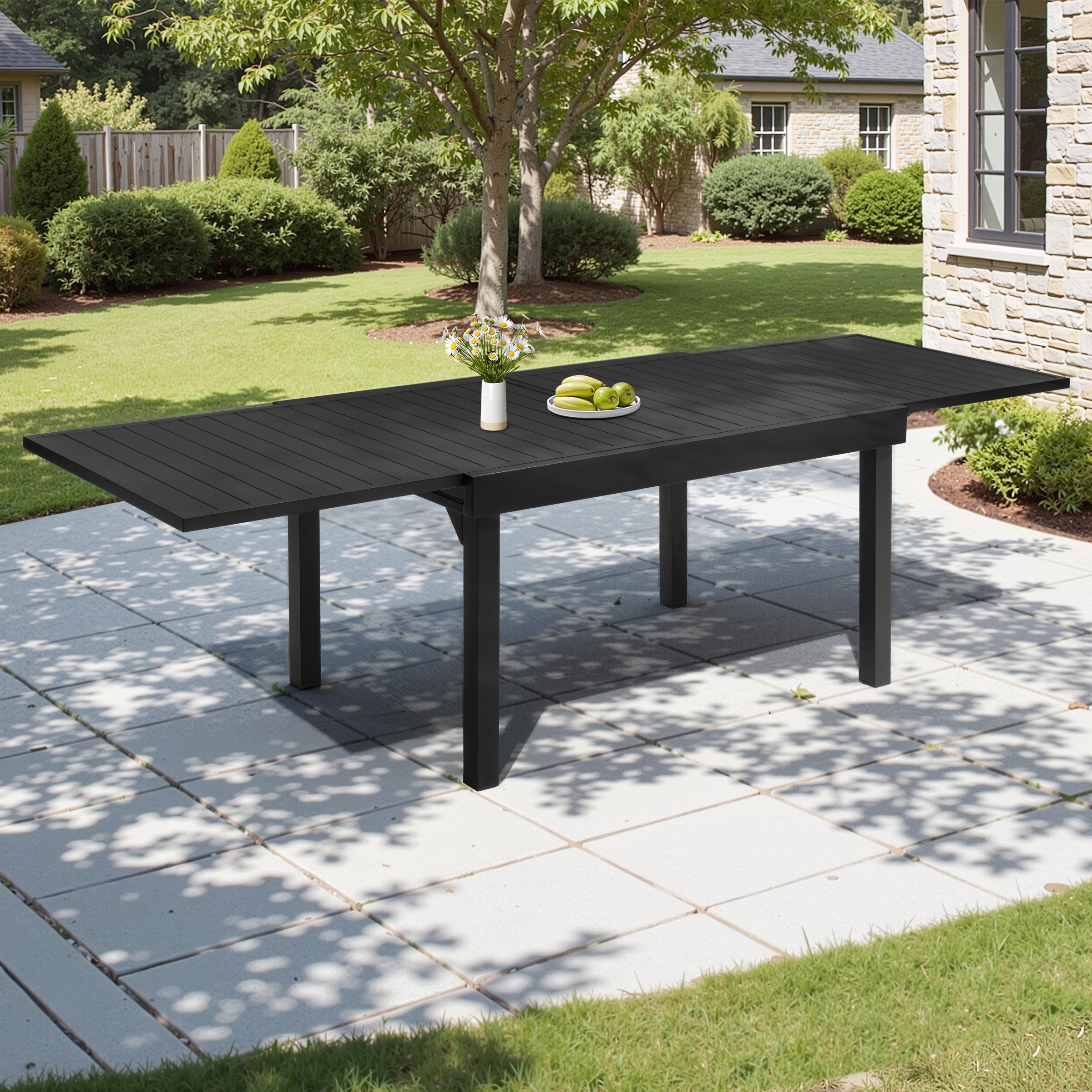VredHom Aluminum Outdoor Rectangle Extendable Dining Table