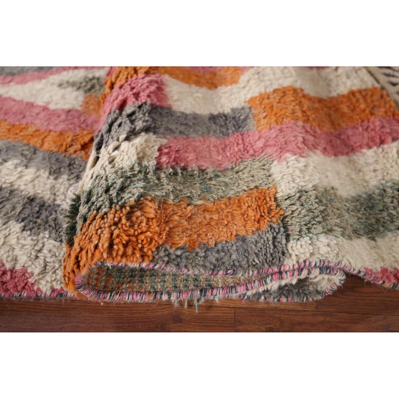 Multi-Color Moroccan Abstract Area Rug Hand-Knotted Wool Carpet - 5'11"x 10'0"