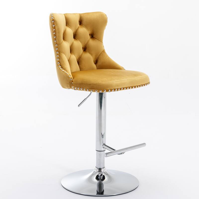 Modern Upholstered Bar Stools with Backs Comfortable Tufted for Home Pub and Kitchen Island,Set of 2
