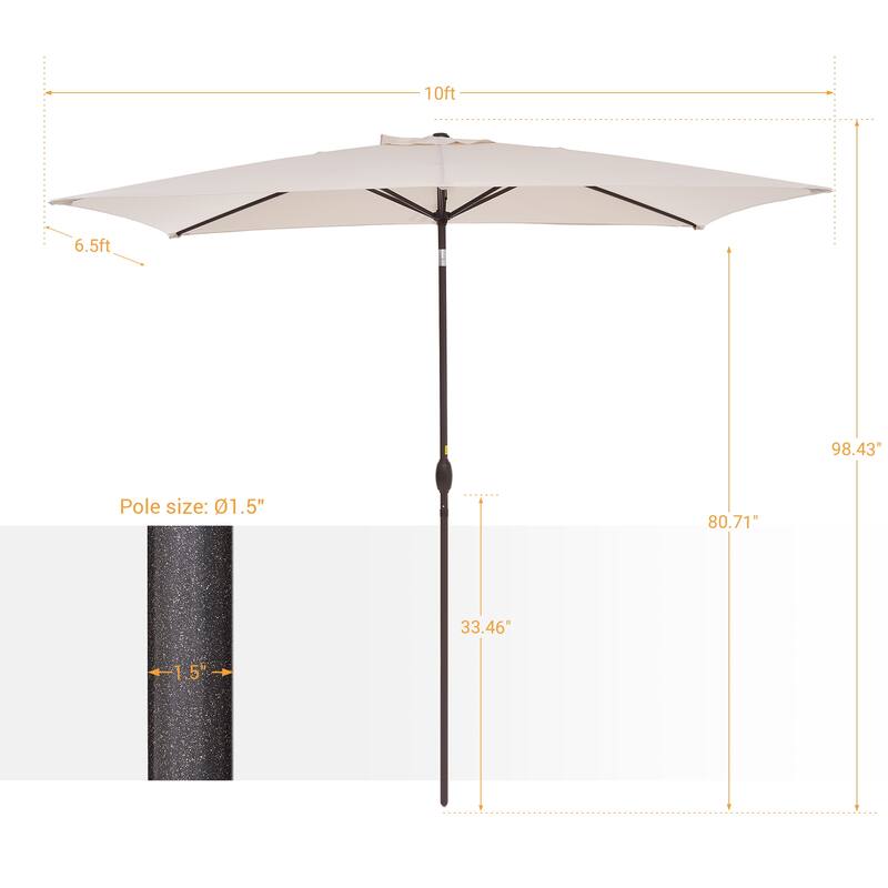 BONOSUKI Patio Rectangular Market Umbrella with Tilt and Crank