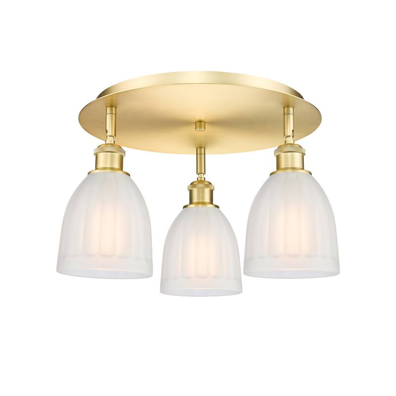 Innovations Lighting Brookfield - 3 Light 18" Flush Mount - Satin Gold/White