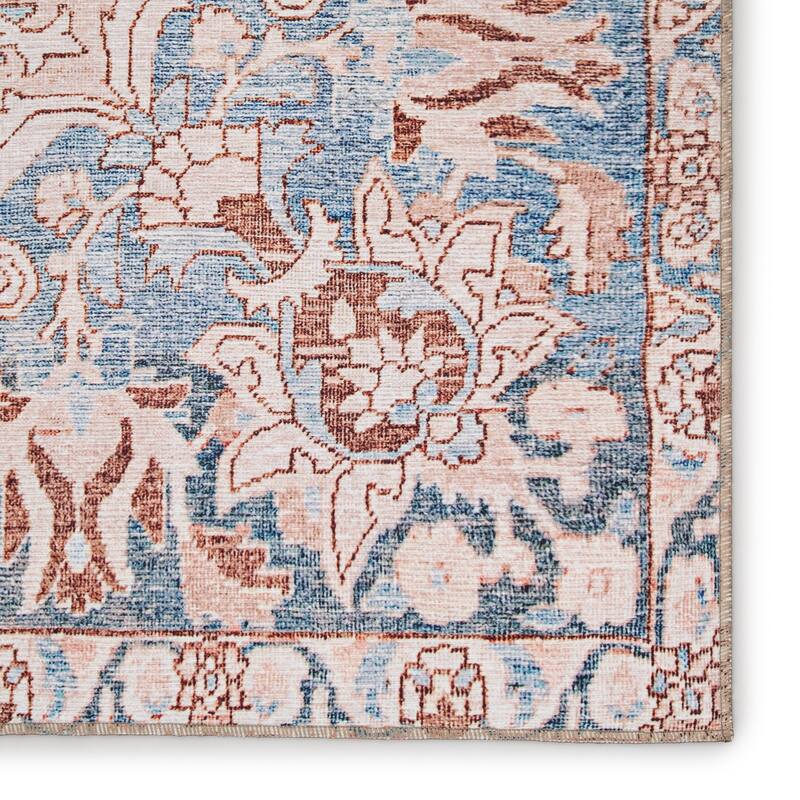 Gracewood Hollow Dadzie Indoor/Outdoor Blue and Light Pink Medallion Area Rug