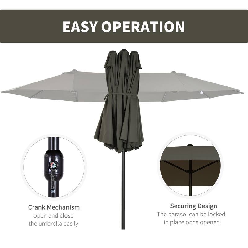 Outsunny 15-foot Steel Rectangular Double Sided Market Umbrella