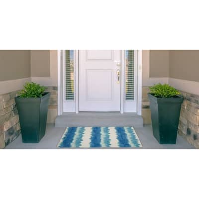 Indoor/Outdoor Water Resistant Navarre Ivory & Brown Washable Area Rug Washable Area Rug - 2' x 3'