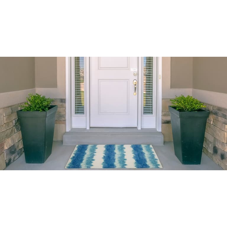Indoor/Outdoor Water Resistant Navarre Ivory & Brown Washable Area Rug Washable Area Rug - 2' x 3'