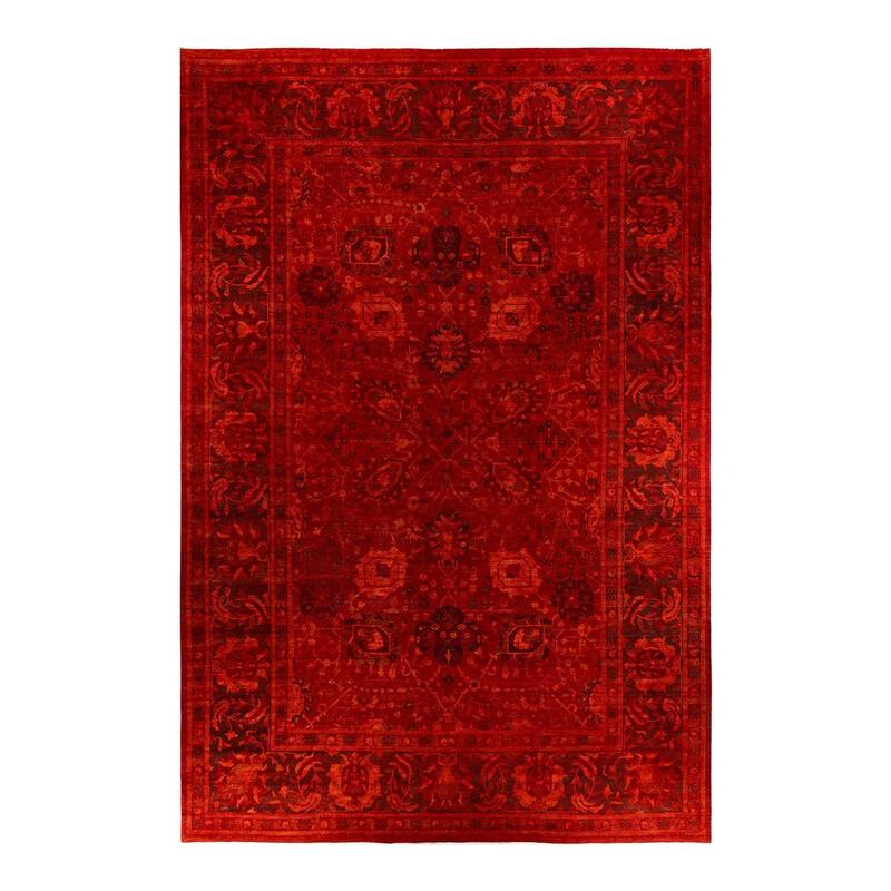 Overdyed, One-of-a-Kind Hand-Knotted Area Rug - Red - 11' 10" x 17' 10"