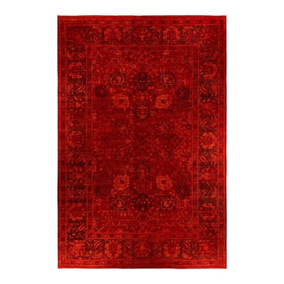 Overdyed, One-of-a-Kind Hand-Knotted Area Rug - Red - 11' 10" x 17' 10"