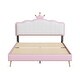 preview thumbnail 8 of 8, Full size Upholstered Princess Bed With Crown Headboard,with Headboard and Footboard with Light Strips,White+Pink