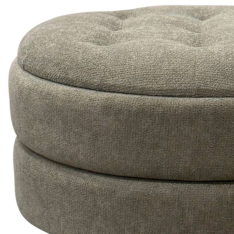 Modern Fabric Round Storage Ottoman