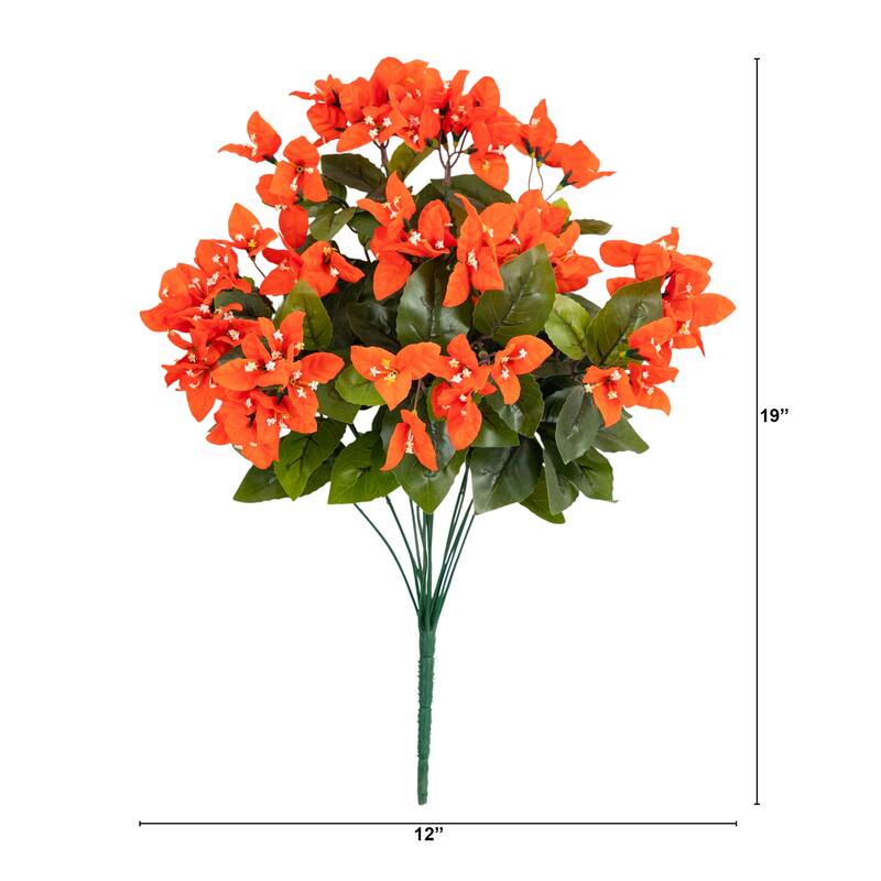 19-in UV Resistant Artificial Bougainvillea Bush - Set of 4