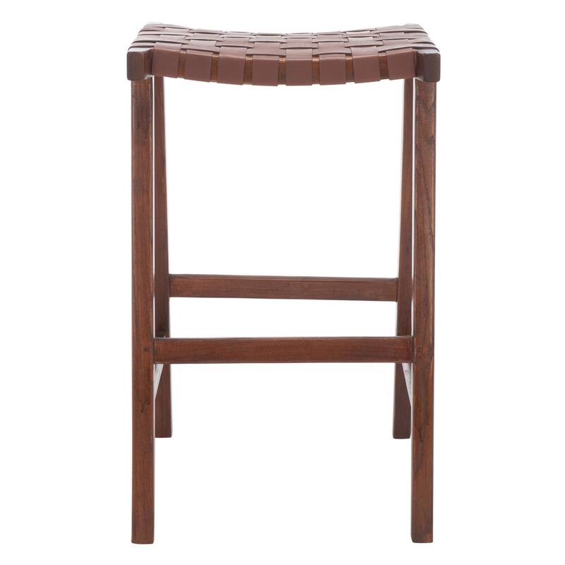SAFAVIEH Remzija 30-inch Woven Leather Rectangle Bar Stool - 20" W x 19" D x 30" H