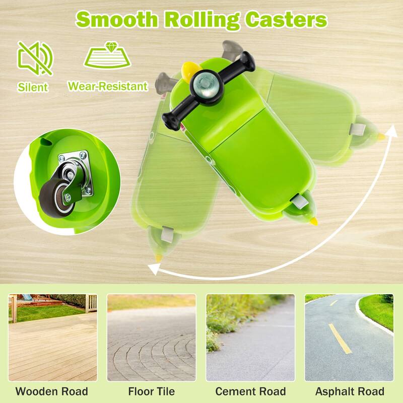 Babyjoy Ride on Toy Baby Dinosaur Sliding Car with4 Universal Casters - See Details