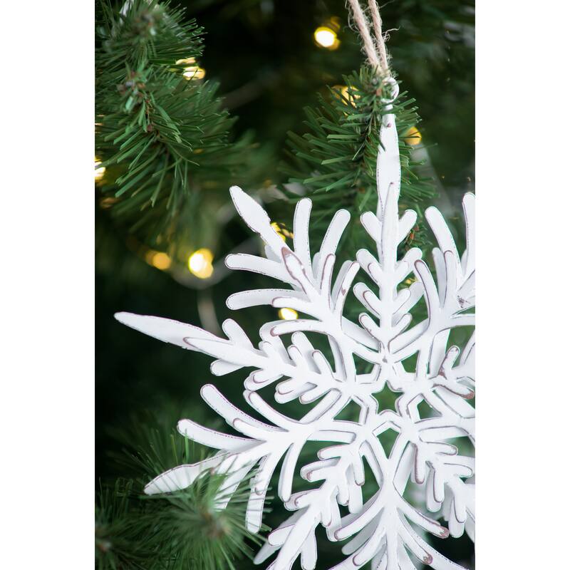 Set of 6 Iron Snowflake Hanger, Decorative Hanging Ball Christmas Tree Ornaments for Holiday Party Decorations